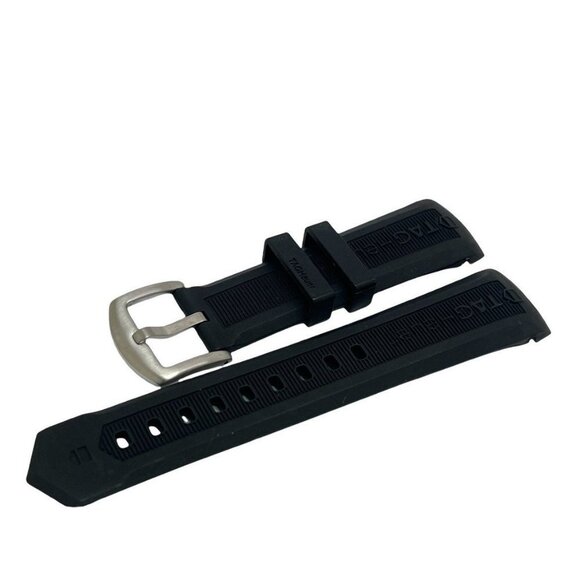 Men's Watch Aftermmarket Band Replacement For Tag Heuer Black Rubber Strap 22mm - Picture 4 of 7